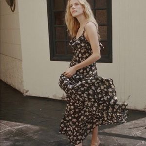 Doen Whitney Black Anemone Print Dress